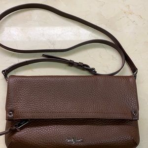 Cole Haan chocolate brown leather clutch/crossbody